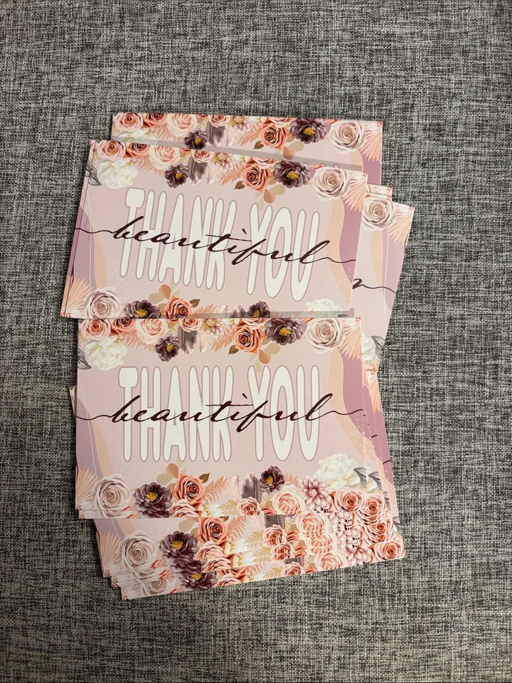 Thank You Beautiful Floral Note Cards - Pink Floral Set of 20